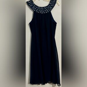 JS Boutique Navy Beaded Halter Maxi Dress
